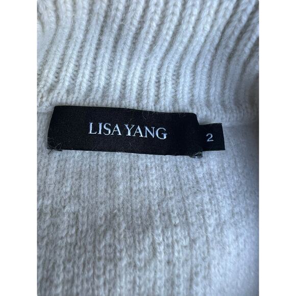 LISA YANG Cream Soft thick Cashmere 100% Knit Women's Pullover Cardigan Size 2 - Picture 10 of 11